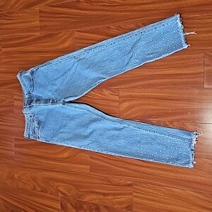Levi Womens 501 S High Rise Skinny Jeans with Rhinestones and Button Fly Sz 29